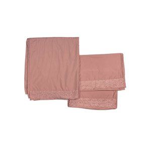 3 Pc Full Size Sheets Set Bedding Pillowcases Shams Pink Embroidered Microfiber